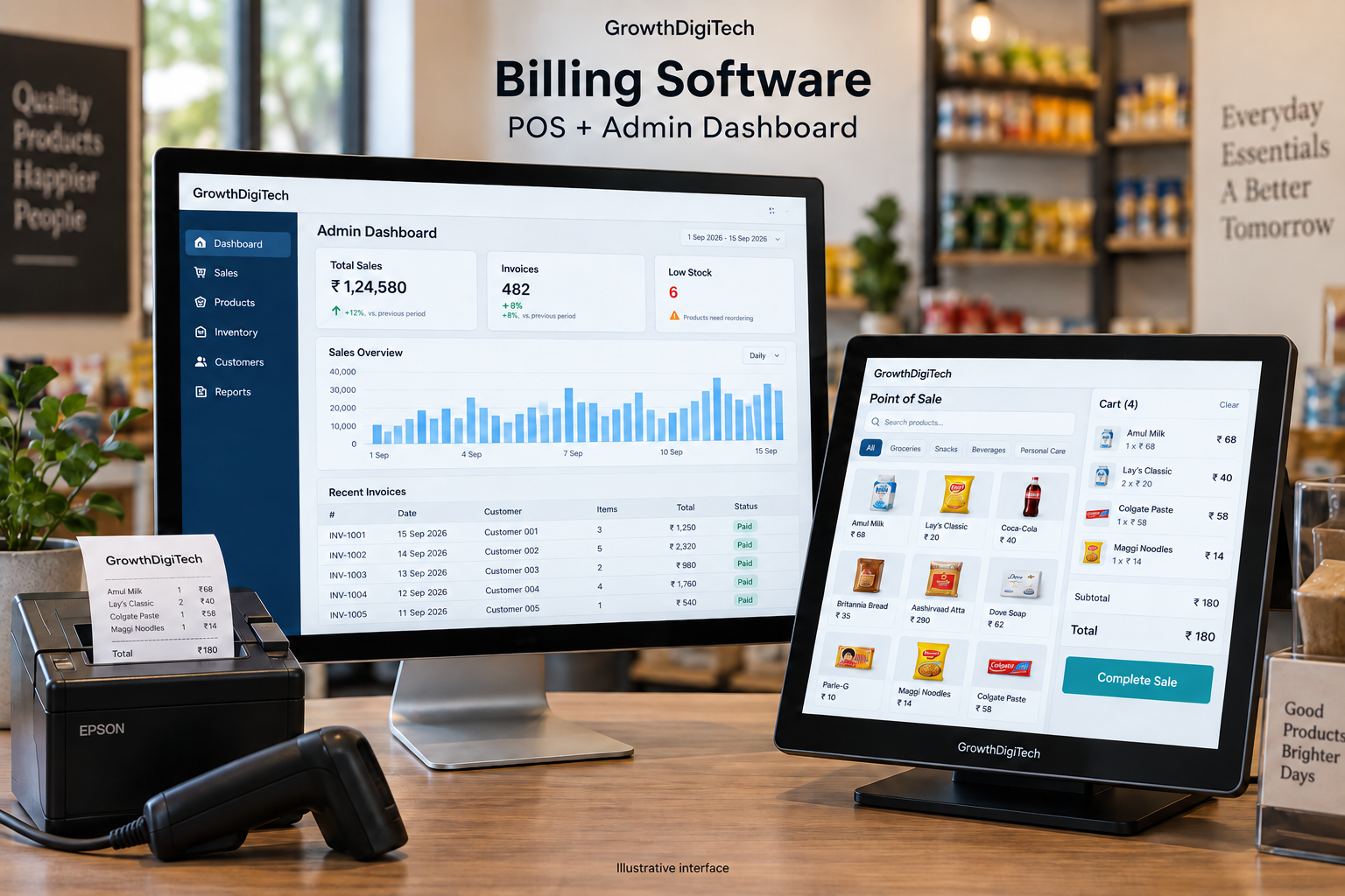 Sample Billing and POS Software Interface